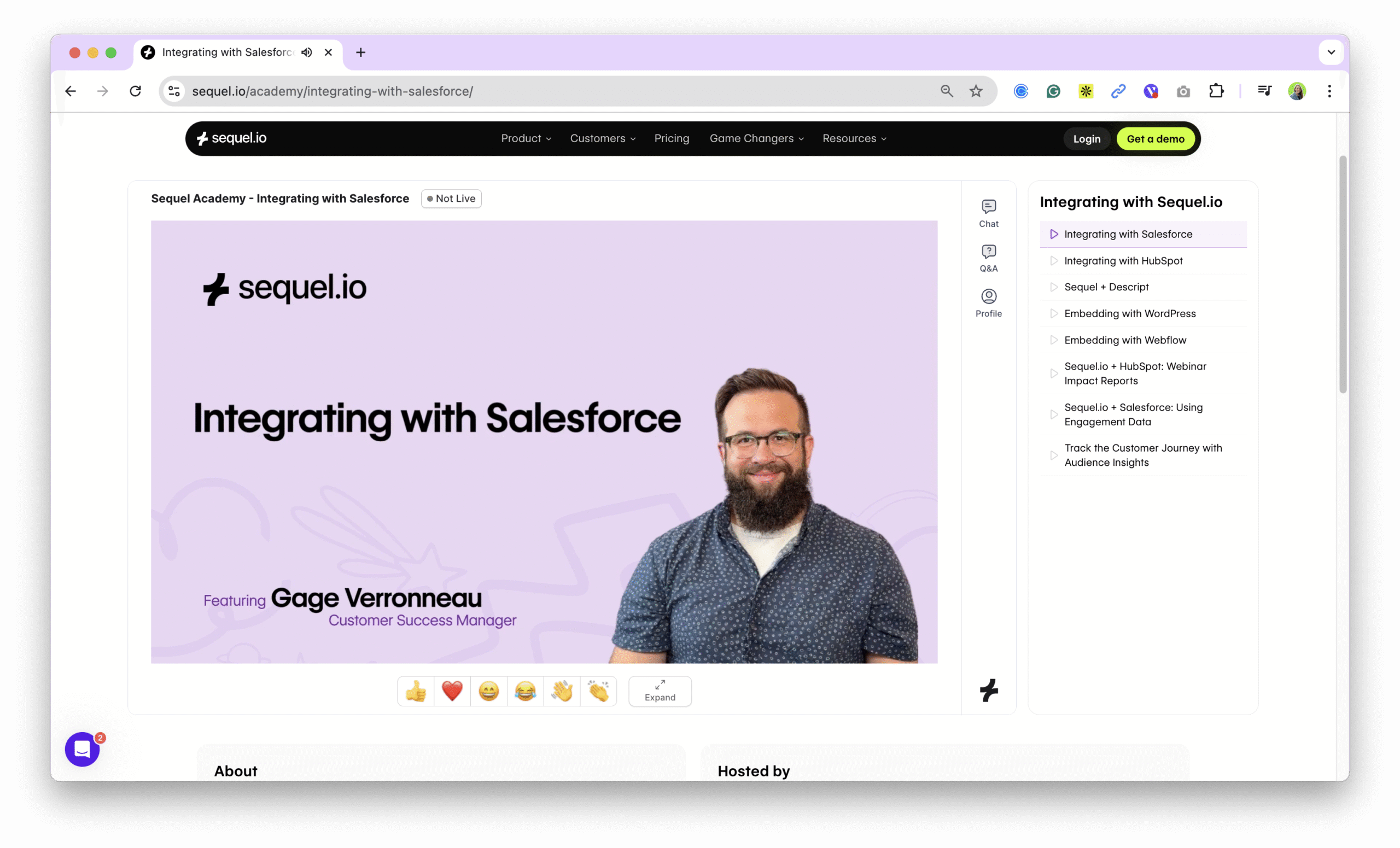 Seqeul.io Academy course for integrations