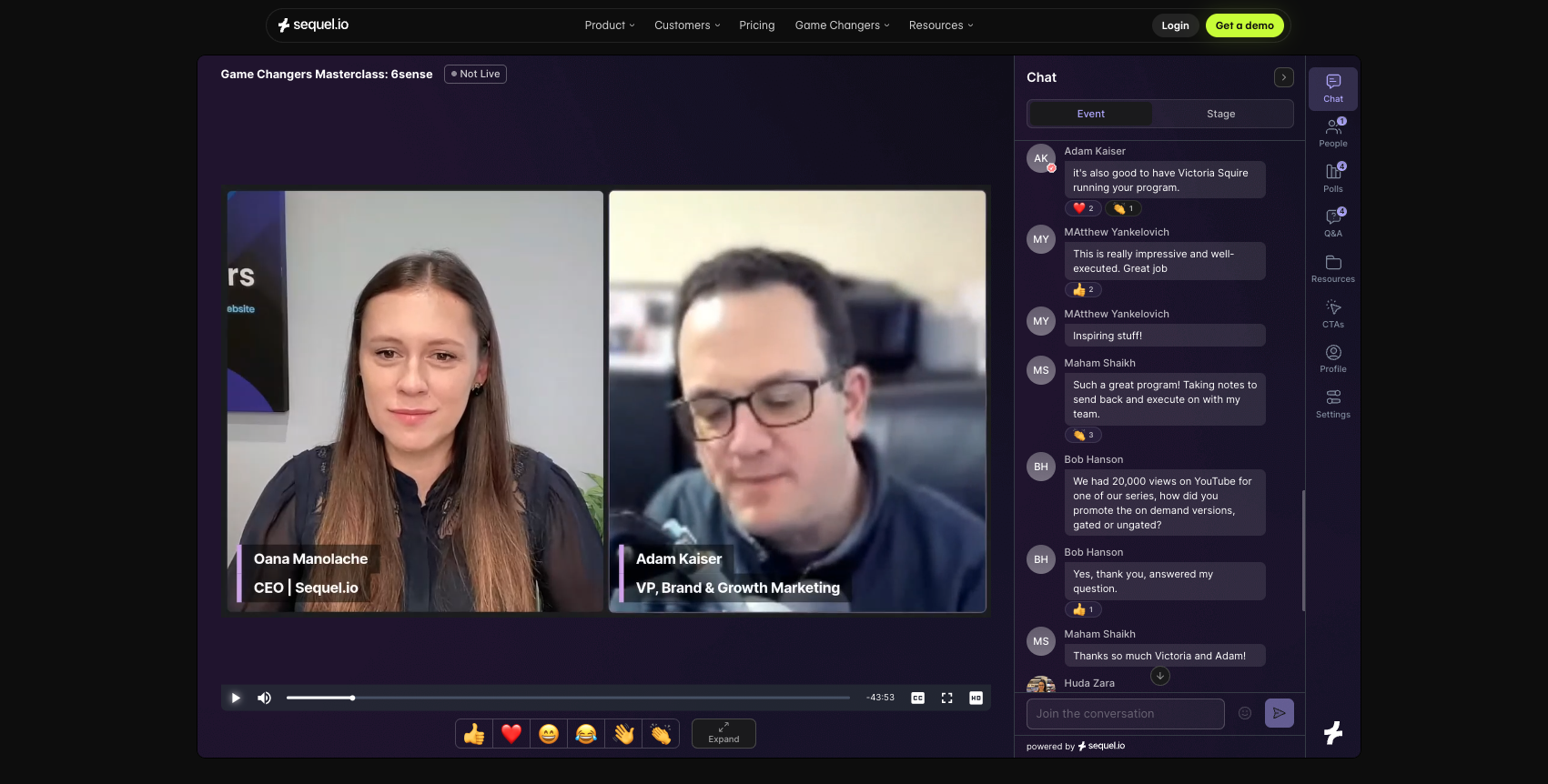 Masterclass live session experience