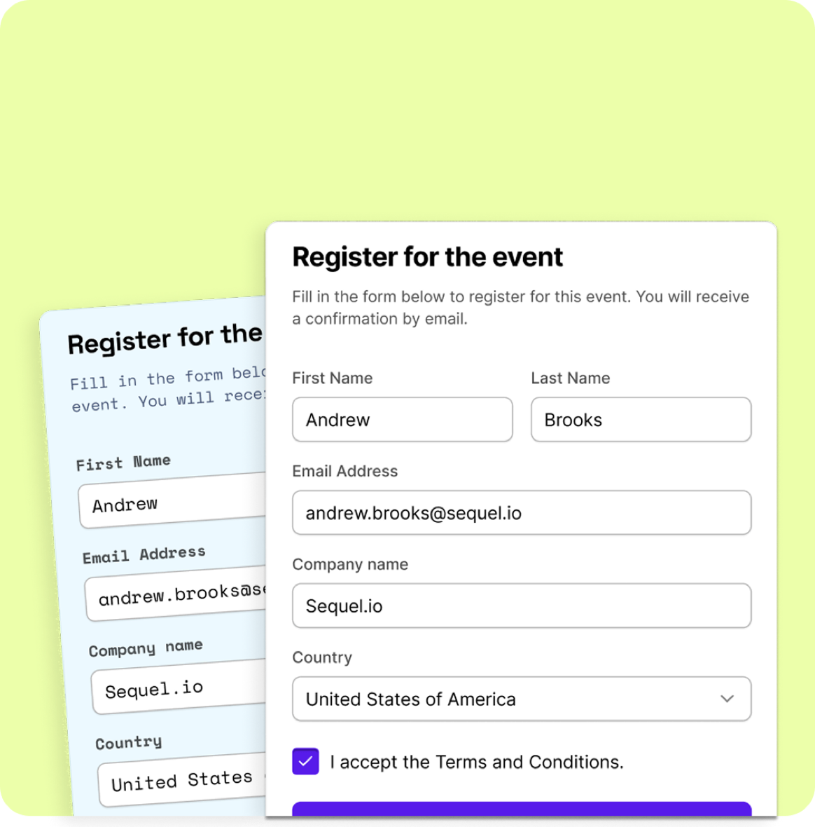 Sequel Registration Form