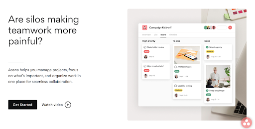 a screenshot of Asana's landing page