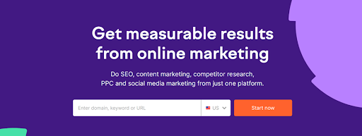 a screenshot of Semrush's landing page