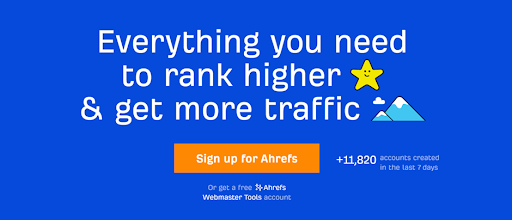 a screenshot of Ahref's landing page