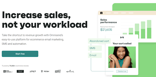 a screenshot of Omnisend's landing page