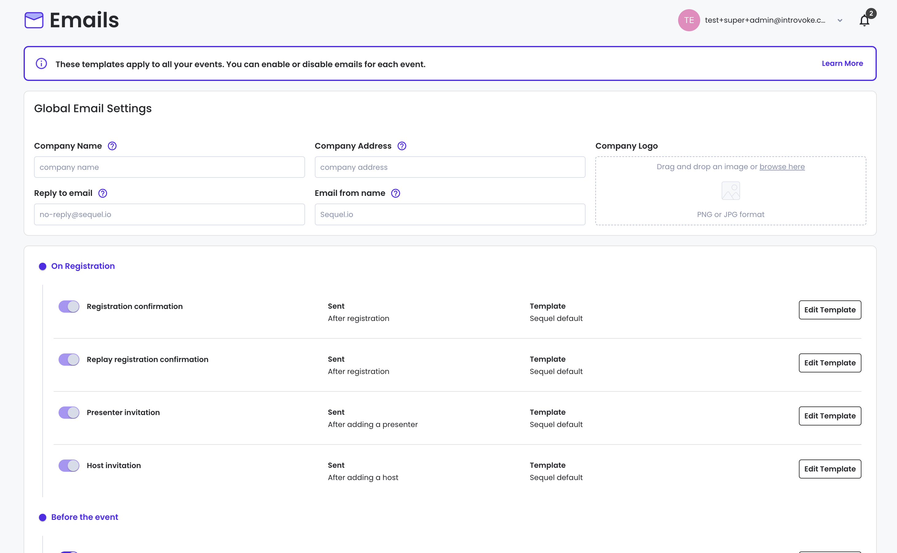 Sequel.io's email dashboard