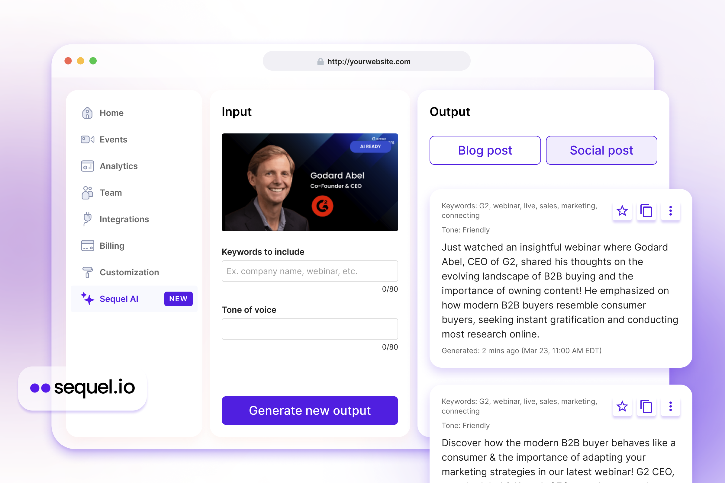 Sequel AI - webinar repurposing