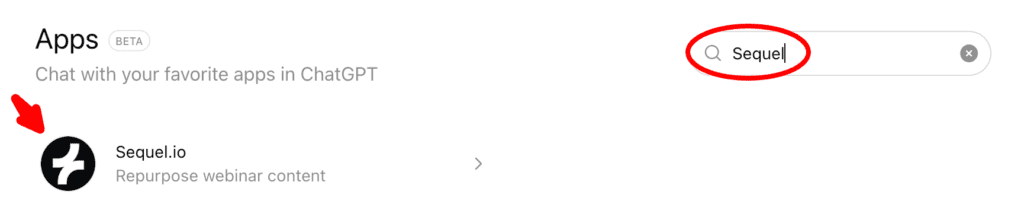 Sequel ChatGPT app listing